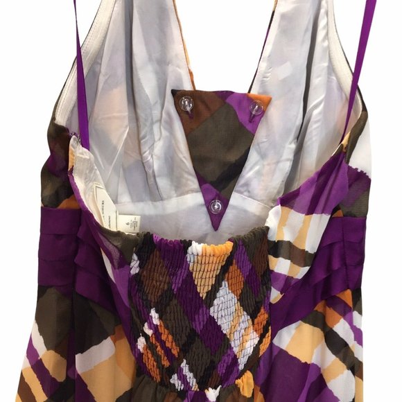 Moulinette Soeurs Anthropologie Etty Halter Dress Sz 6 Purple Orange Plaid Retro - Picture 7 of 13